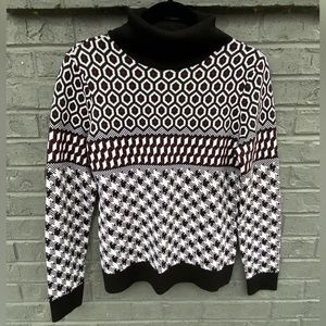 Women’s Brooks Brothers Extra Fine Merino Wool Turtleneck Houndstooth Geo Print